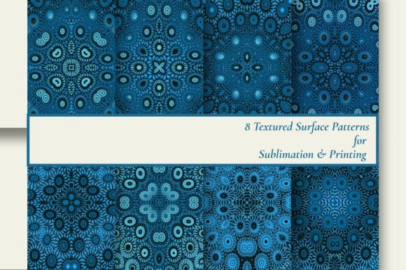 8 Blue Batik Seamless Patterns