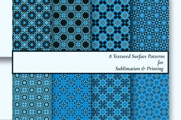 8 Blue Geometric Sublimation Patterns: A Versatile Design Collection for Print Professionals