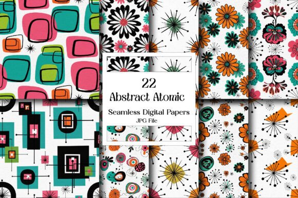 Abstract Atomic Seamless Patterns: A Retro-Futuristic Design Resource