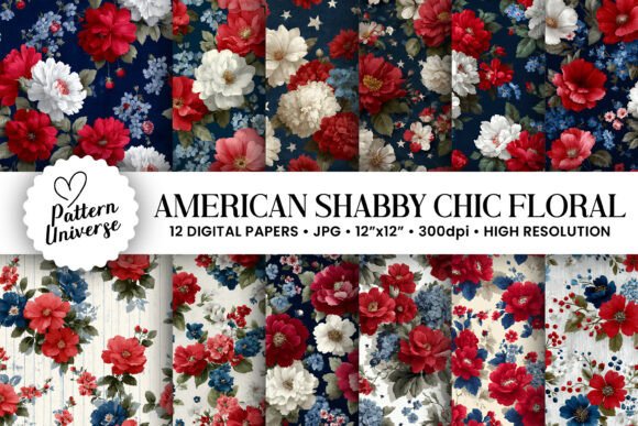 American Shabby Chic Floral Patterns: A Versatile Collection for Creative Projects