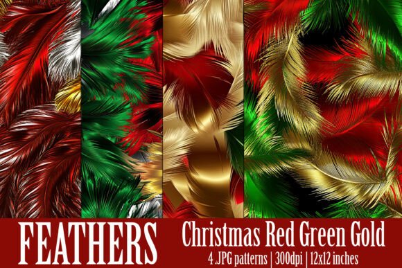 Christmas Colors Feathers Patterns S1