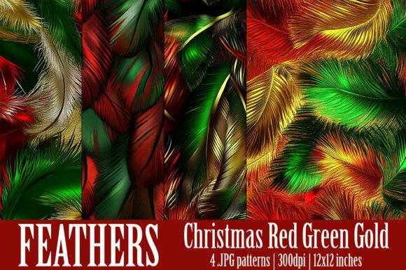 Christmas Colors Feathers Patterns, S3