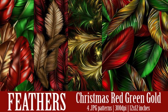 Christmas Feather Patterns, S15: A Creative Addition to Your Digital and Print Projects