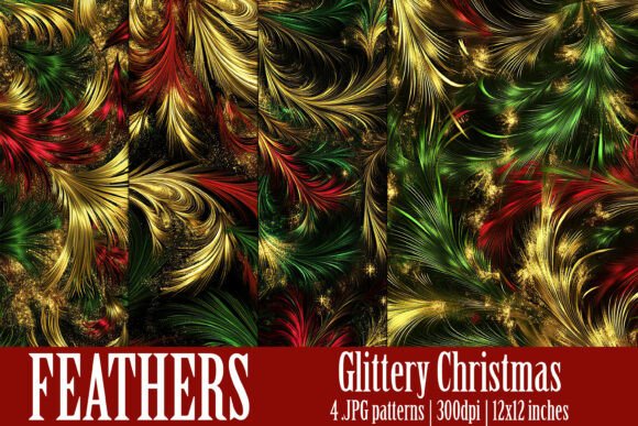 Christmas Glittery Feather Patterns, S2