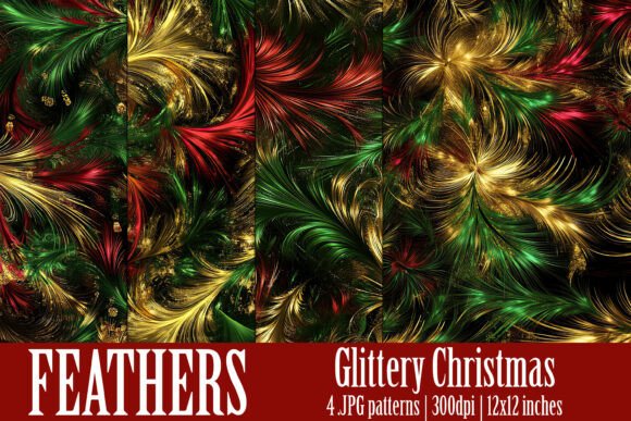 Christmas Glittery Feathers Patterns, S1