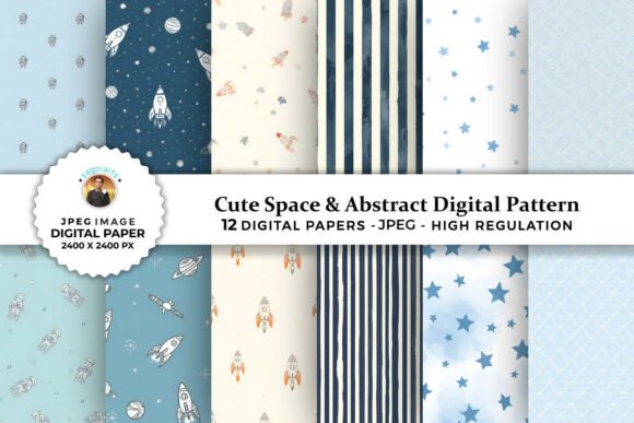 Cute Space Abstract Digital Patterns