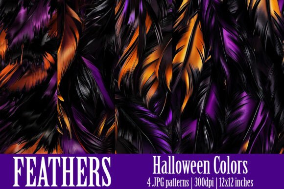 Halloween Colors Feather Patterns, S17