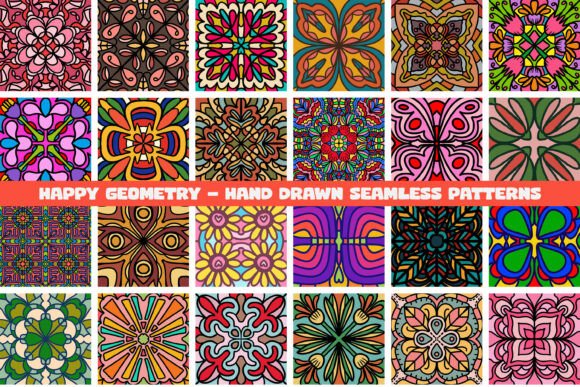 Happy Geometry Seamless Patterns