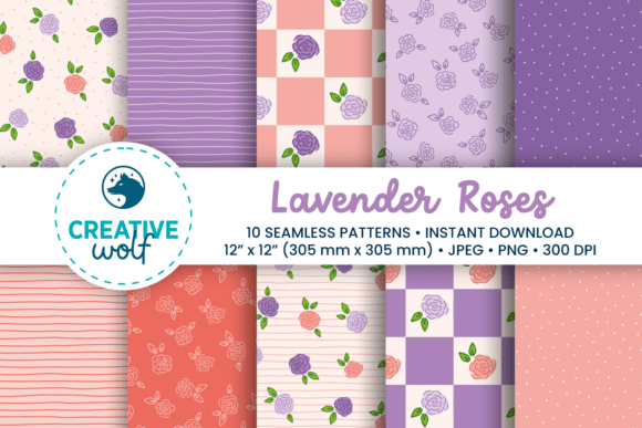 Lavender Roses Spring Seamless Patterns: A Sweet Feminine Digital Pattern Collection