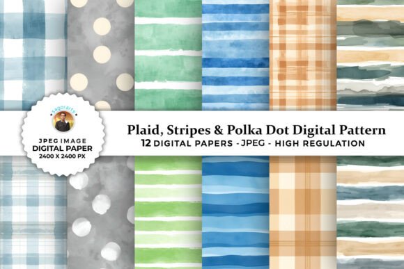 Plaid, Stripes Dot Digital Patterns for Creative Projects