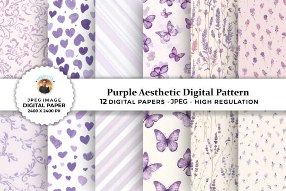 Purple Aesthetic Digital Patterns for Creative Projects