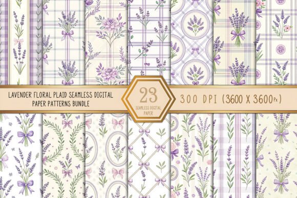 Purple Lavender Floral Seamless Patterns for Creative Projects