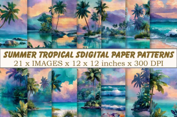 Summer Tropical Digital Paper Patterns: A Versatile Design Resource for Modern Creatives