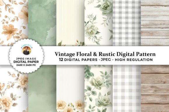 Vintage Floral Rustic Digital Patterns