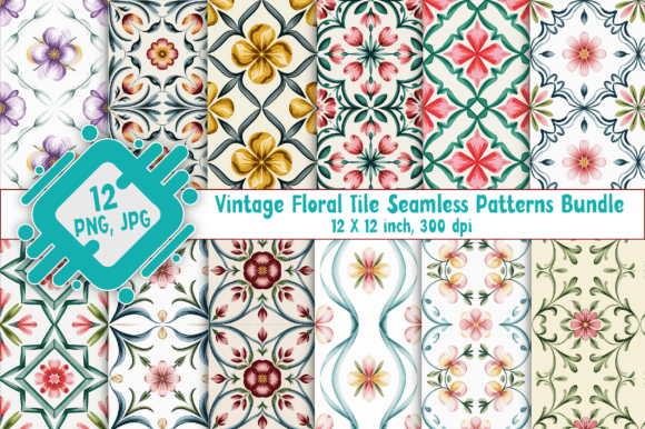Vintage Floral Tile Seamless Patterns
