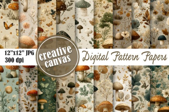 Vintage Mushroom Seamless Patterns: A Timeless Addition to Your Creative Projects