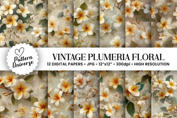 Vintage Plumeria Flowers Patterns: A Timeless Addition to Your Creative Projects