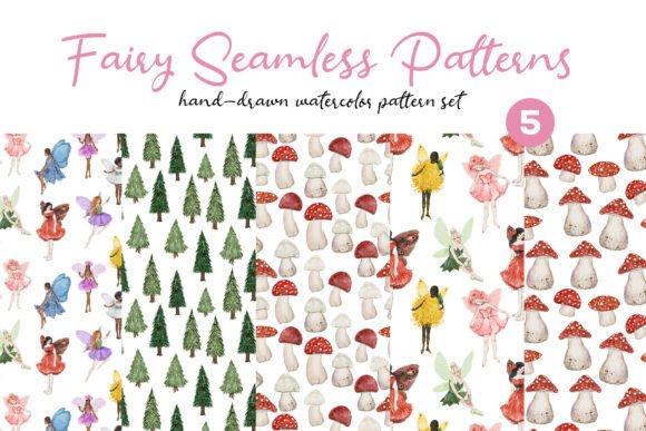 Watercolor Seamless Fairytale Patterns